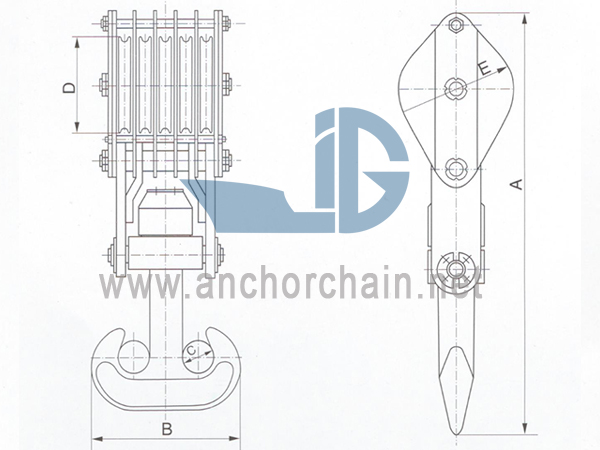 ZHC Series 5 Sheave Wire Rope Block för skepps tvillingkrok